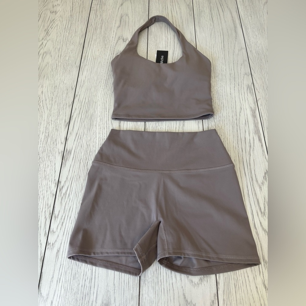 Garage , Active Booty shorts (S) & top (XS) (( two sets) , toasted taupe